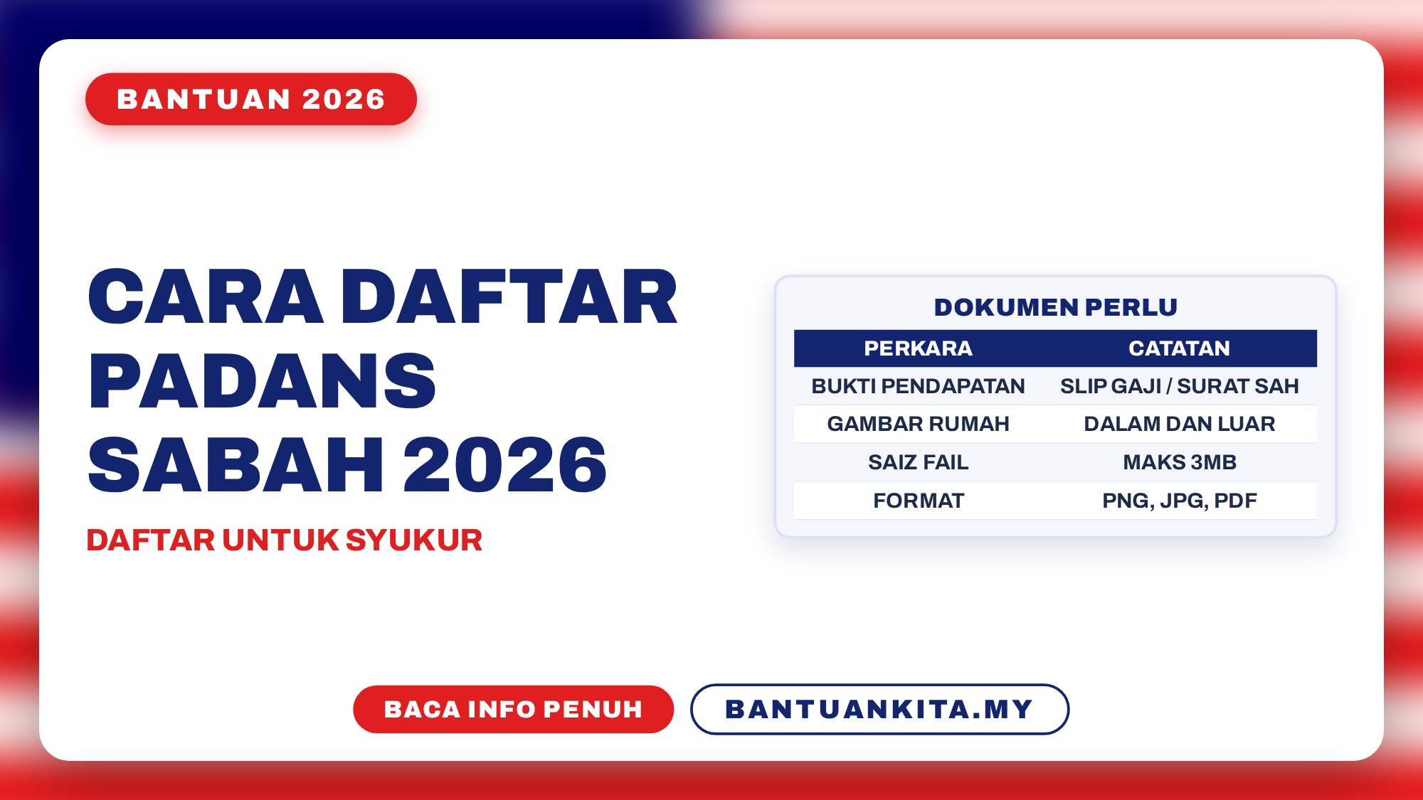 Cara daftar PADANS Sabah 2026 dan dokumen yang perlu untuk mohon SYUKUR